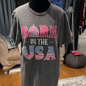Gray 'Born in the USA' Graphic T-Shirt